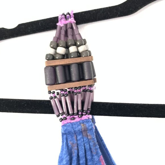 Free People Beaded One-Shoulder Blue Floral Draped Tunic Top Size S Flowy Y2K - Picture 6 of 7